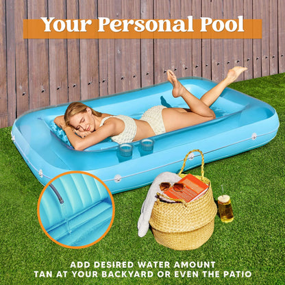 70in x 46in Large Blue Sun Tan Tub Pool Float