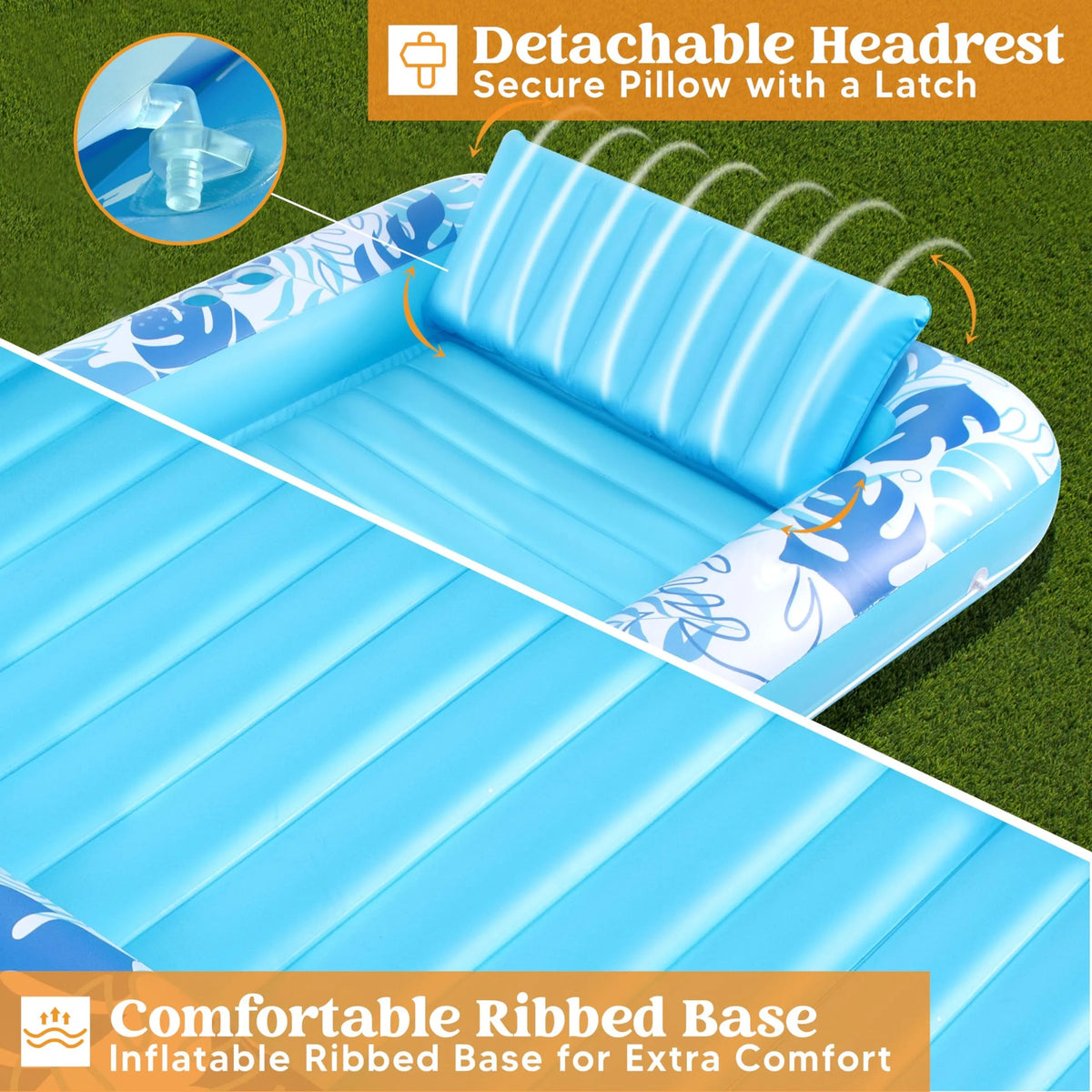 70in x 46in Large Blue Sun Tan Tub Pool Float