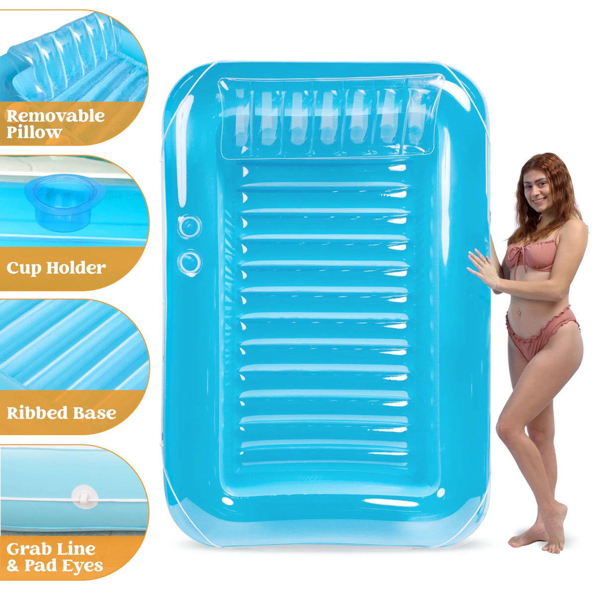 70in x 46in Large Blue Sun Tan Tub Pool Float