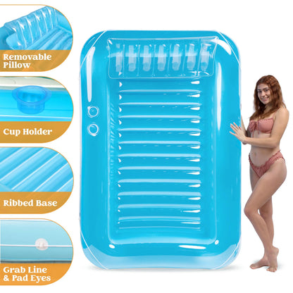 70in x 46in Large Blue Sun Tan Tub Pool Float