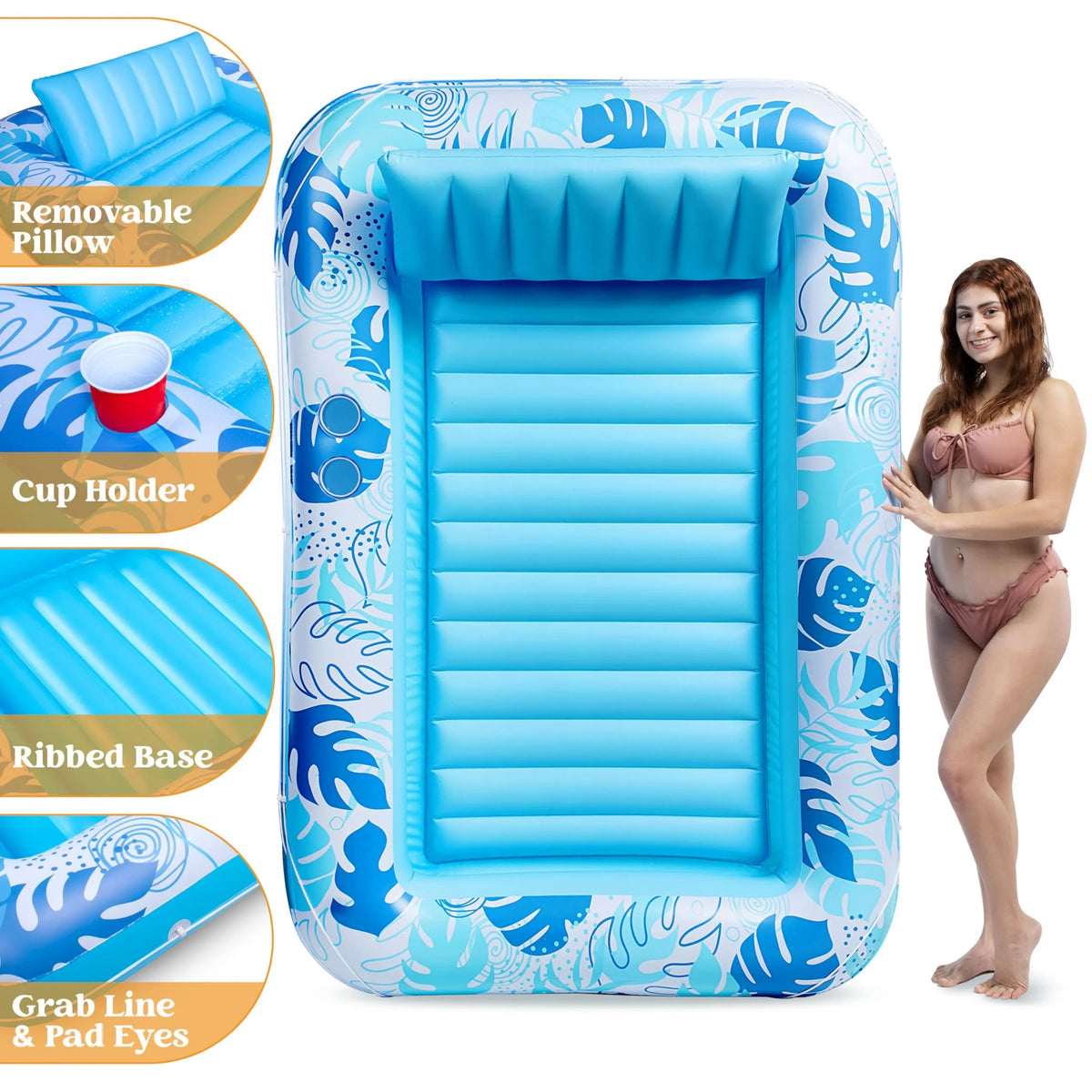 70in x 46in Large Blue Sun Tan Tub Pool Float