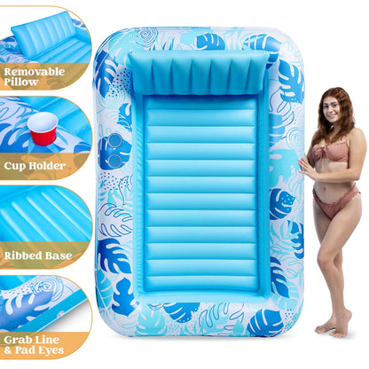 70in x 46in Large Blue Sun Tan Tub Pool Float