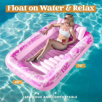 Large Blushing Pink Suntan Tub Pool Float (70in x 46in)