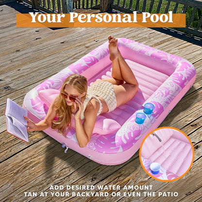 Large Blushing Pink Suntan Tub Pool Float (70in x 46in)