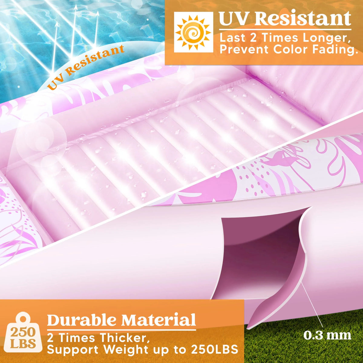 Large Blushing Pink Suntan Tub Pool Float (70in x 46in)