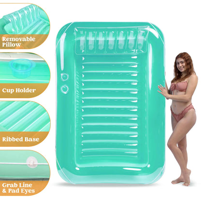 70in x 46in Large Cyan Sun Tan Tub Pool Float