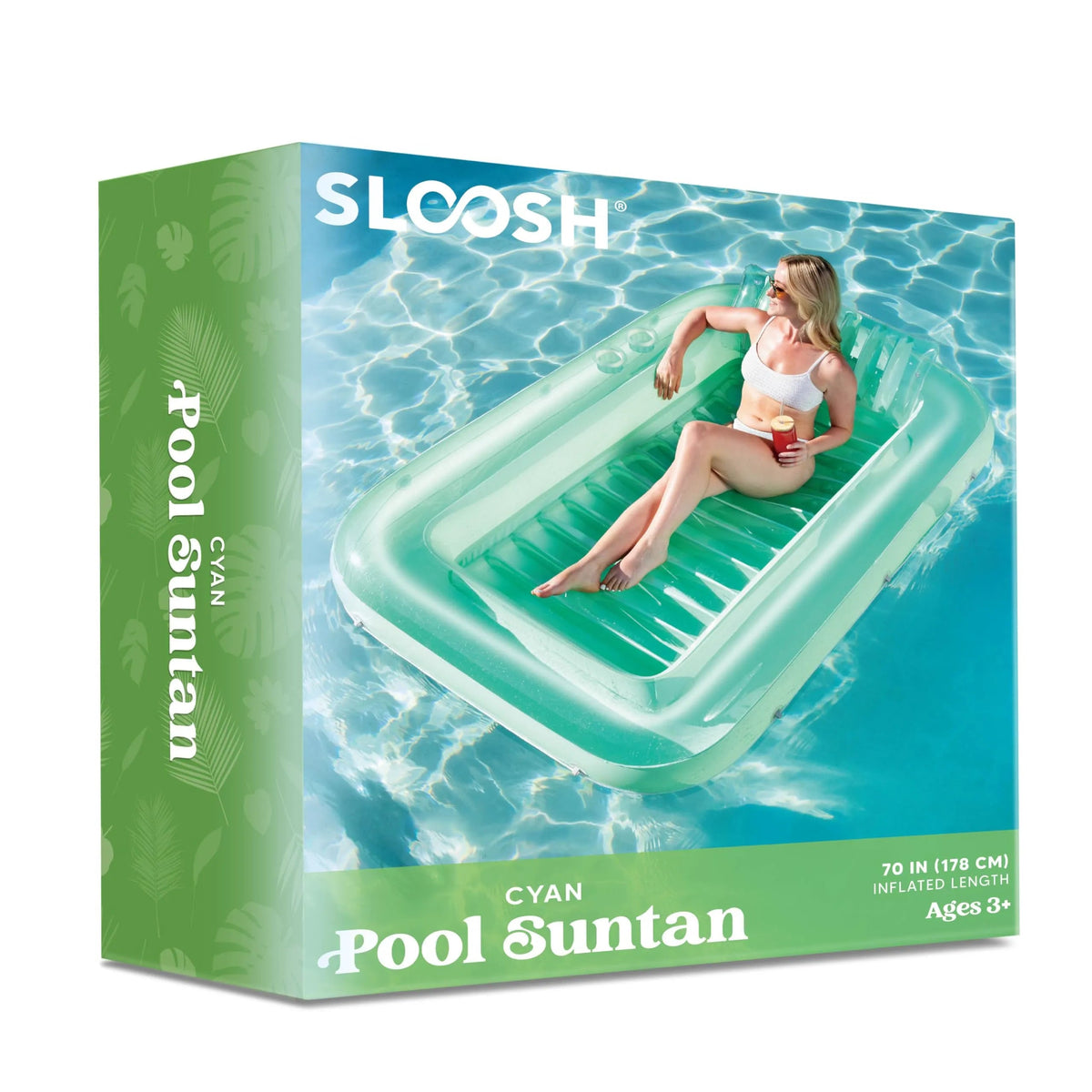 70in x 46in Large Cyan Sun Tan Tub Pool Float