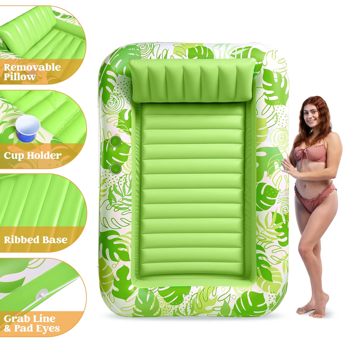 70in x 46in Large Green Sun Tan Tub Pool Float