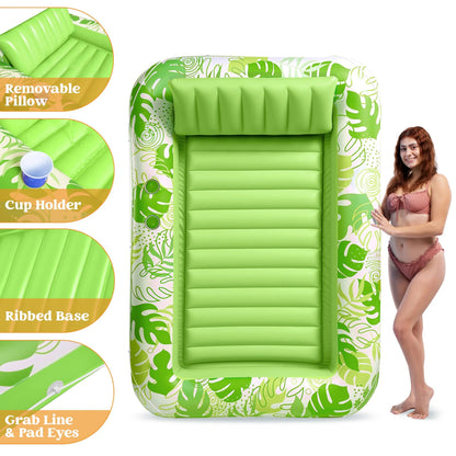 70in x 46in Large Green Sun Tan Tub Pool Float