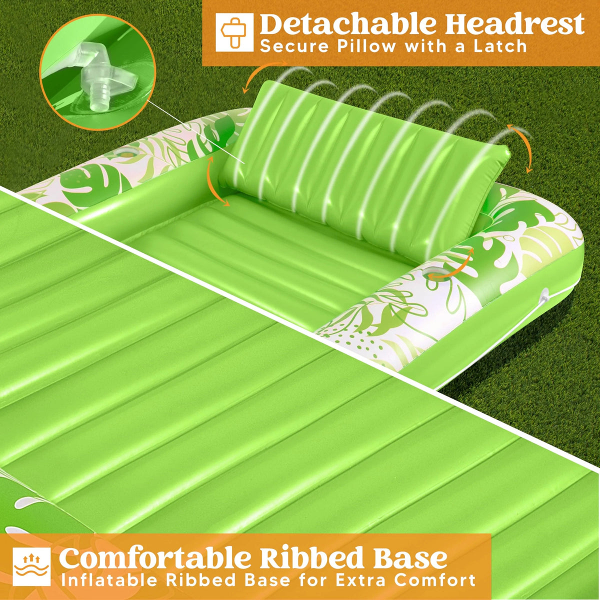 70in x 46in Large Green Sun Tan Tub Pool Float