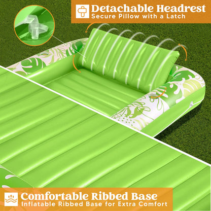 70in x 46in Large Green Sun Tan Tub Pool Float