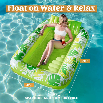 70in x 46in Large Green Sun Tan Tub Pool Float