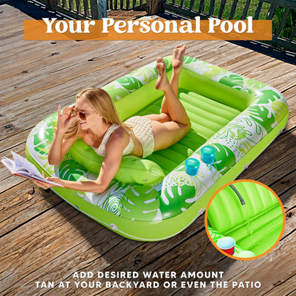 70in x 46in Large Green Sun Tan Tub Pool Float