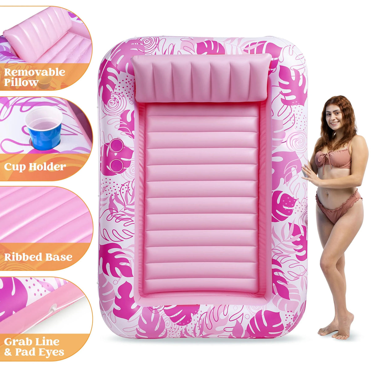 70in x 46in Large Hot Pink Sun Tan Tub Pool Float