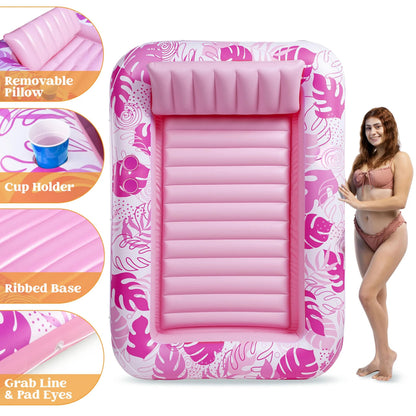 70in x 46in Large Hot Pink Sun Tan Tub Pool Float