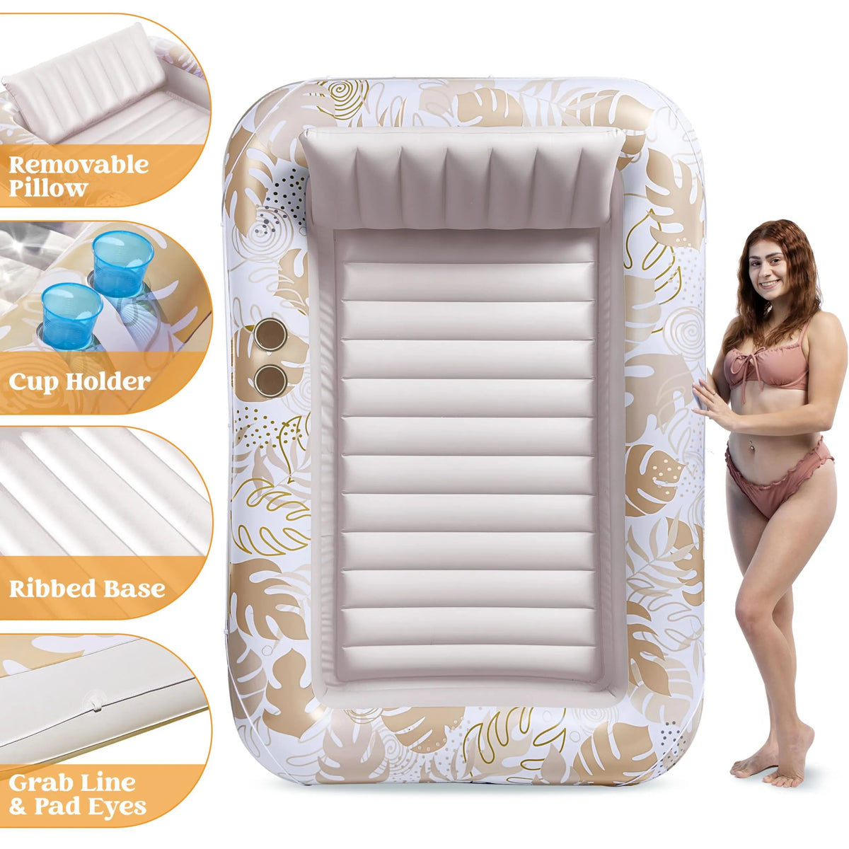 70in x 46in Large Oatmeal White Sun Tan Tub Pool Float