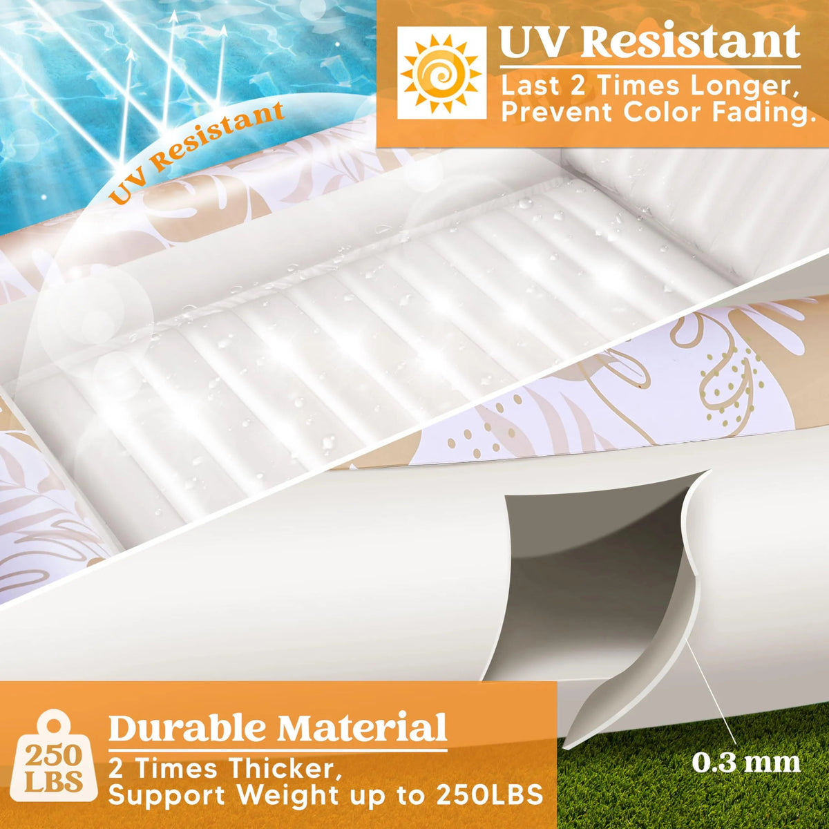70in x 46in Large Oatmeal White Sun Tan Tub Pool Float