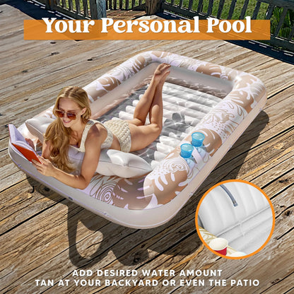 70in x 46in Large Oatmeal White Sun Tan Tub Pool Float
