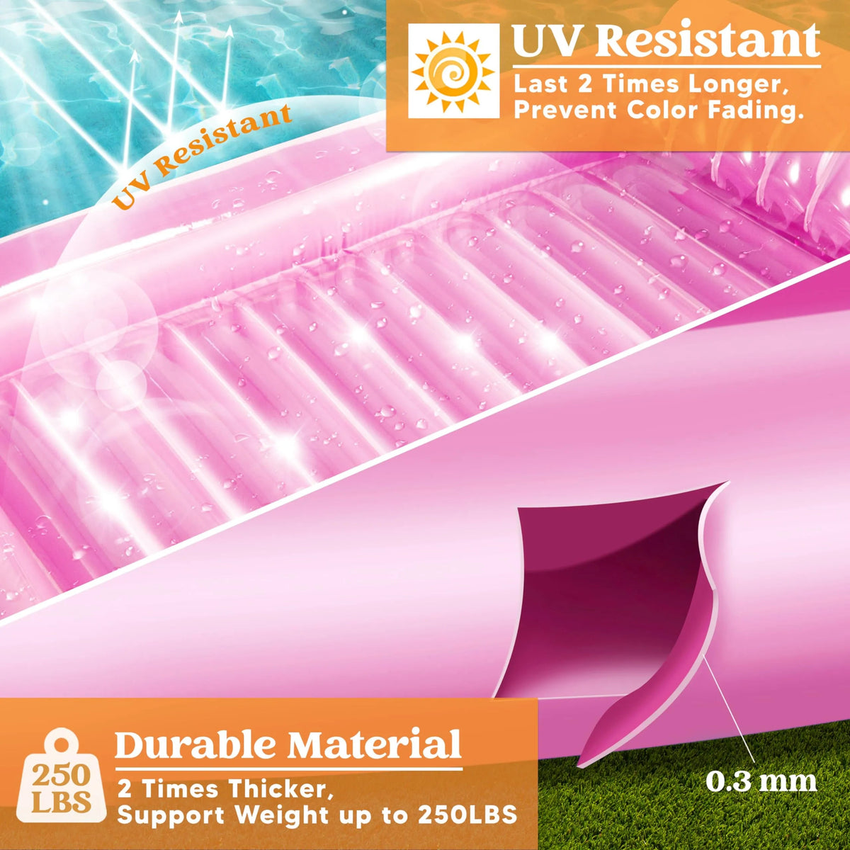 70in x 46in Large Pink Sun Tan Tub Pool Float