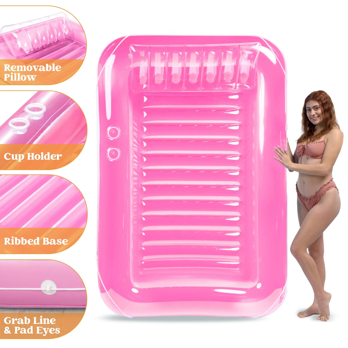 70in x 46in Large Pink Sun Tan Tub Pool Float