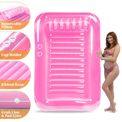 70in x 46in Large Pink Sun Tan Tub Pool Float