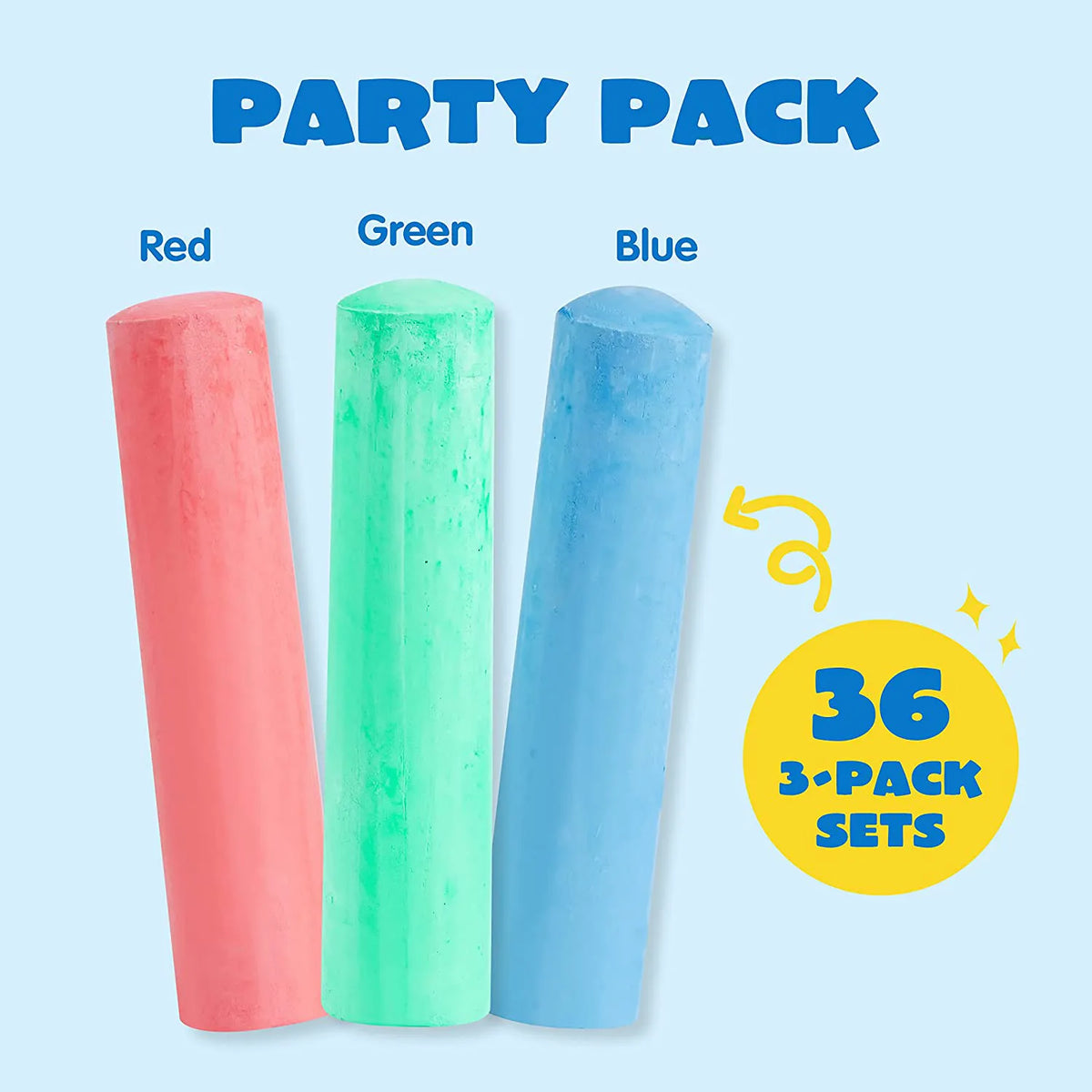 108 Pieces 3 Colors 36 Packs Sidewalk Chalks