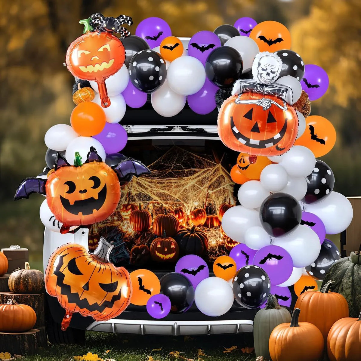 Halloween Trunk-or-Treat Car Decoration Kit with Pumpkins