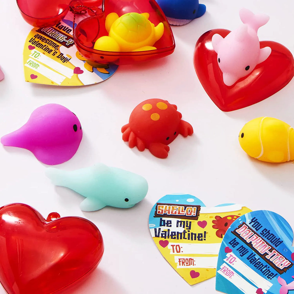 28-Pack Mochi Squishies with Valentine's Day Cards for Kids Classroom Exchange Gifts