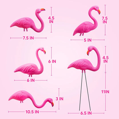 10 Pink Flamingo Yard Ornaments, Small