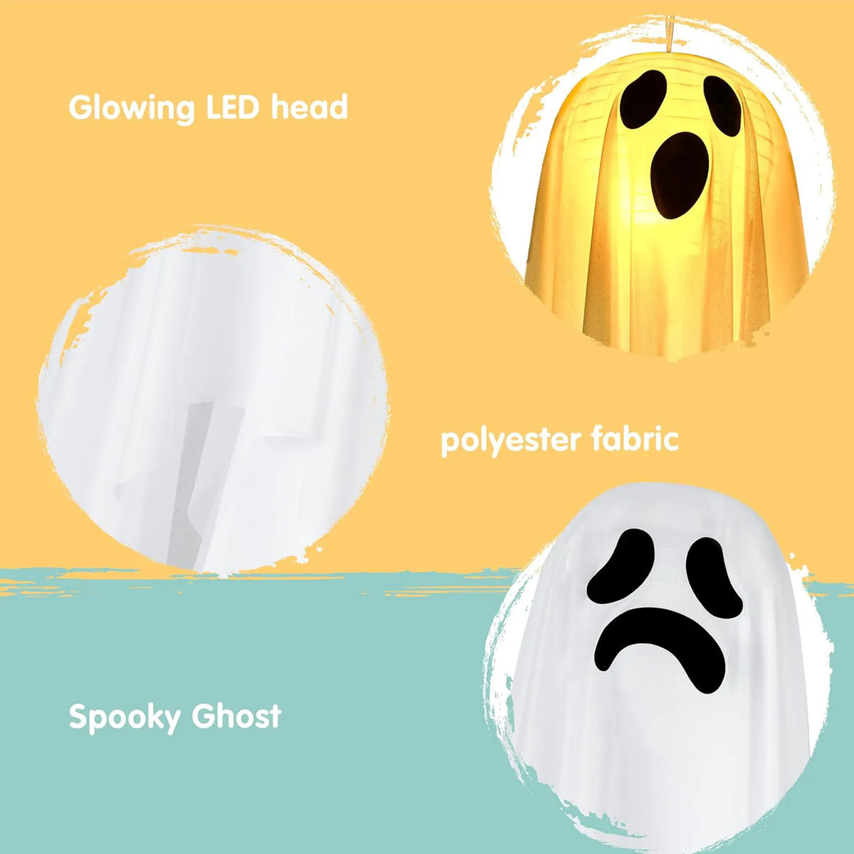 6-Pack Hanging Ghosts Halloween Decorations for Outdoor Use