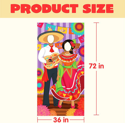Cinco de Mayo Fiesta Couple Photo Door Banner, 36x72 Inches
