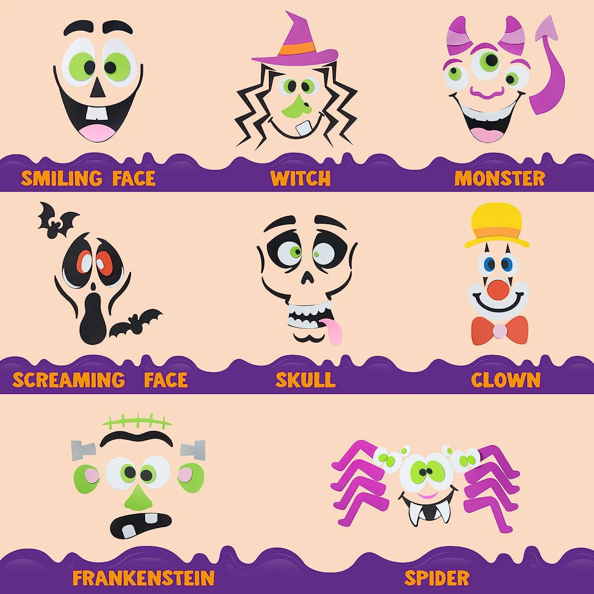 16-Piece Foam Halloween Pumpkin Decorating Craft Kit