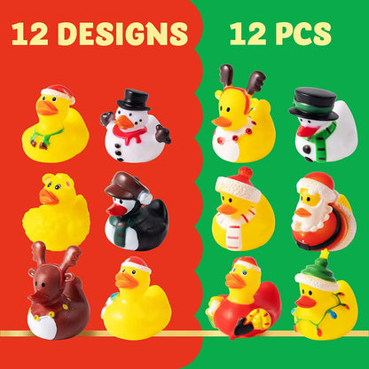 12 Pack Christmas Rubber Ducks