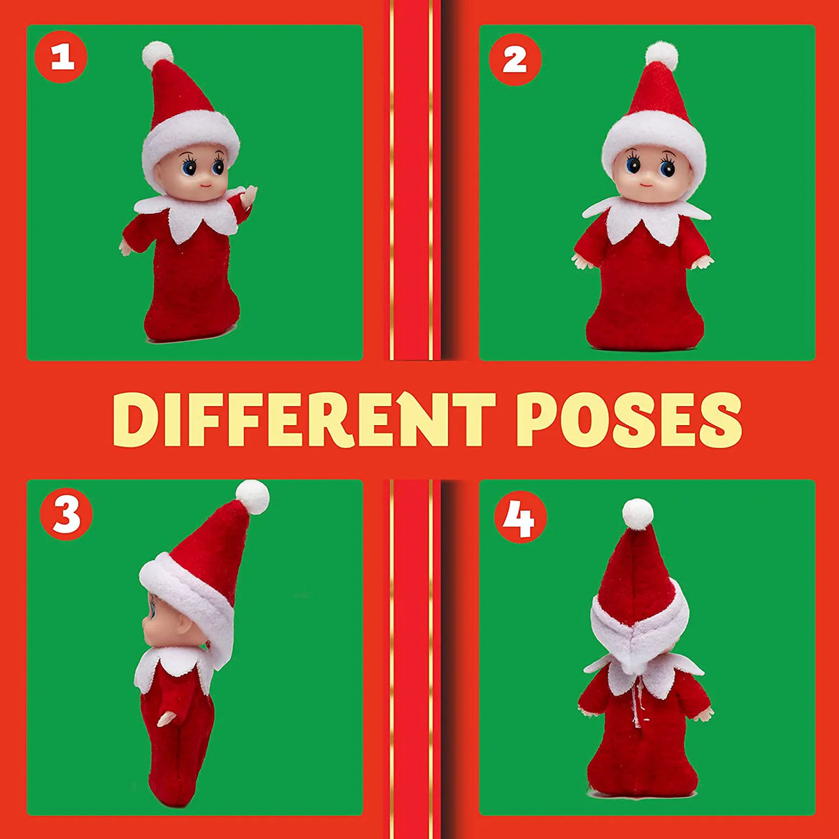 Green, Pink, and Red Tiny Baby Elf Doll for Christmas