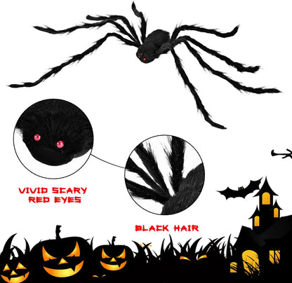 3-Pack Realistic Hairy Halloween Spiders