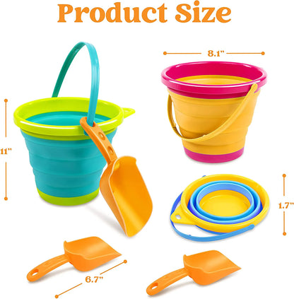 3-Pack Foldable Buckets with Shovels (Bonus Mesh Bag)