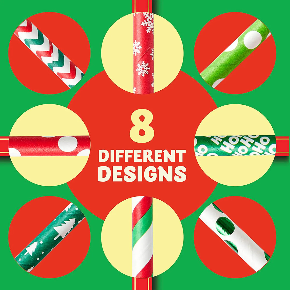 200 Pcs Christmas Paper Straws