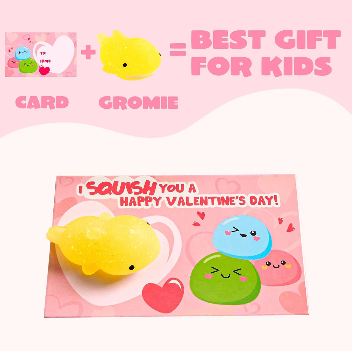36 Packs Valentine's Day Gift Cards with Glitter Mochi Squishy Toys