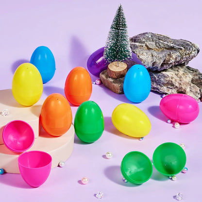72 Bright Plastic Easter Egg Shells, 3.15 Inches, Assorted Colors