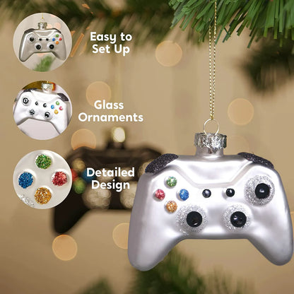 Black and White Christmas Tree Game Controller Ornament