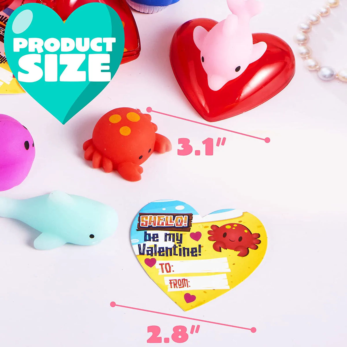 28-Pack Mochi Squishies with Valentine's Day Cards for Kids Classroom Exchange Gifts