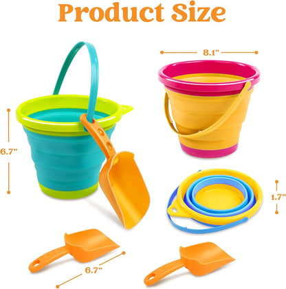 3-Piece Collapsible Beach Bucket Set with Shovels