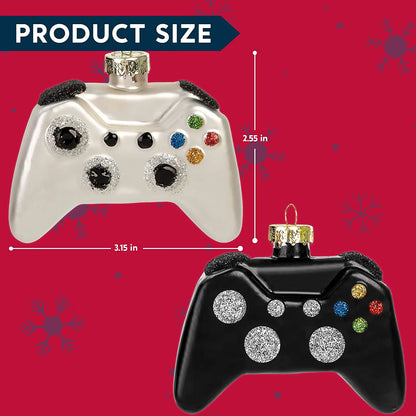 Black and White Christmas Tree Game Controller Ornament