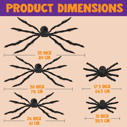 6-Pack Halloween Black Spider Set