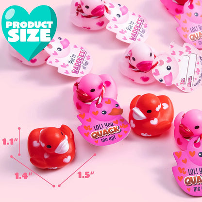36Pcs Kids Valentine's Day Cards with Rubber Ducks - Classroom Exchange Gifts