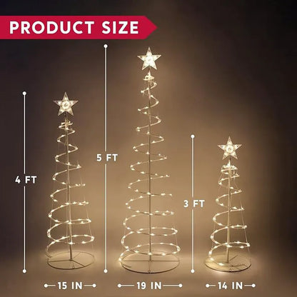 3-Pack Lighted Spiral Christmas Tree Set