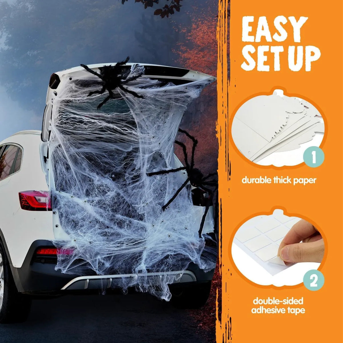 Spider Web Trunk or Treat Car Decorations Kit