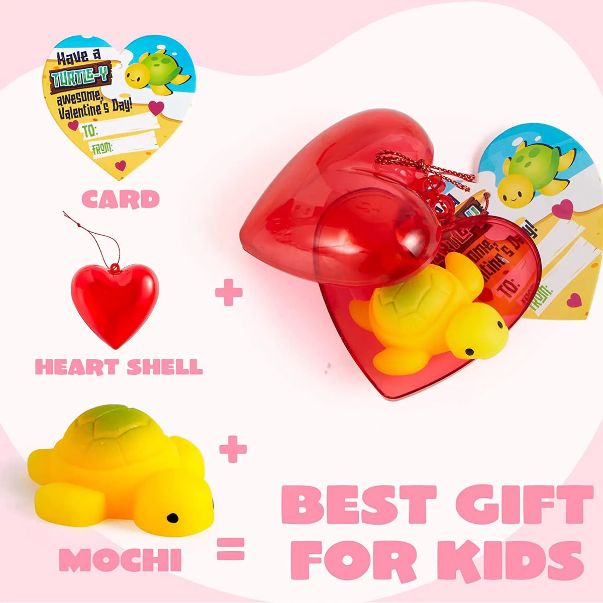 28-Pack Mochi Squishies with Valentine's Day Cards for Kids Classroom Exchange Gifts