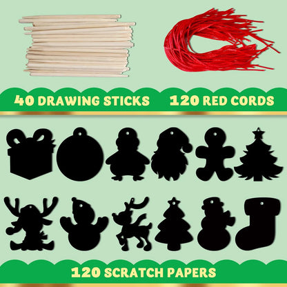 48 Christmas Scratch Art Ornaments