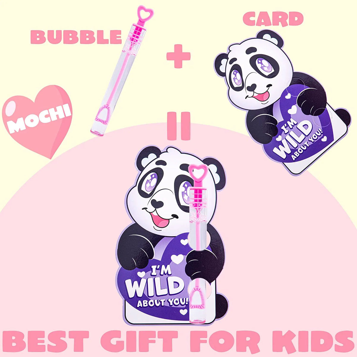 36-Pack Valentine's Day Cards for Kids with Mini Bubble Wands - Classroom Exchange Gifts